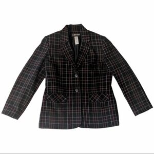 VTG 90s Sag Harbor Red Black Plaid Estilo Style Wool Blend Lined Blazar